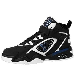 Louis Vuitton Black and White Sneakers with Blue Accents